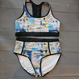 Calvin Klein Women's Multicolor Floral Print Swimsuit Bikini 2 Piece Set Size XL